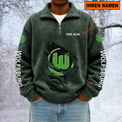 VfL Wolfsburg – Sweatshirt mit Halbzip – Neue Version mit Ihrem Namen