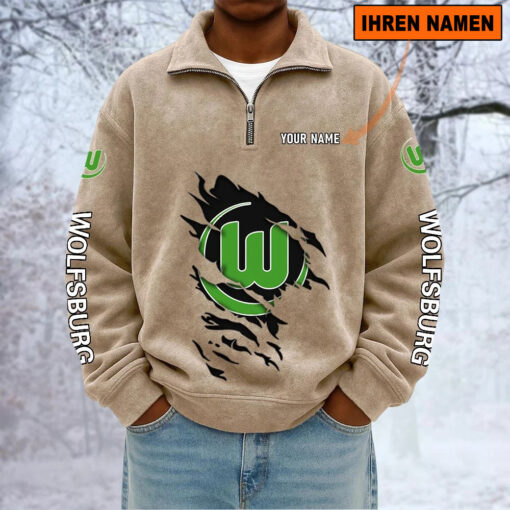VfL Wolfsburg – Sweatshirt mit Halbzip – Neue Version mit Ihrem Namen VfL Wolfsburg – Sweatshirt mit Halbzip – Neue Version mit Ihrem Namen