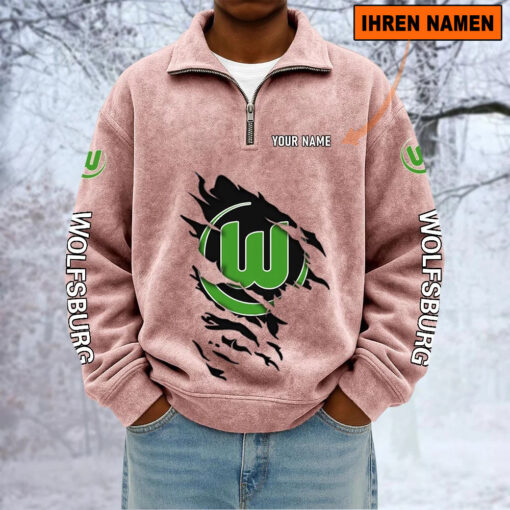 VfL Wolfsburg – Sweatshirt mit Halbzip – Neue Version mit Ihrem Namen VfL Wolfsburg – Sweatshirt mit Halbzip – Neue Version mit Ihrem Namen