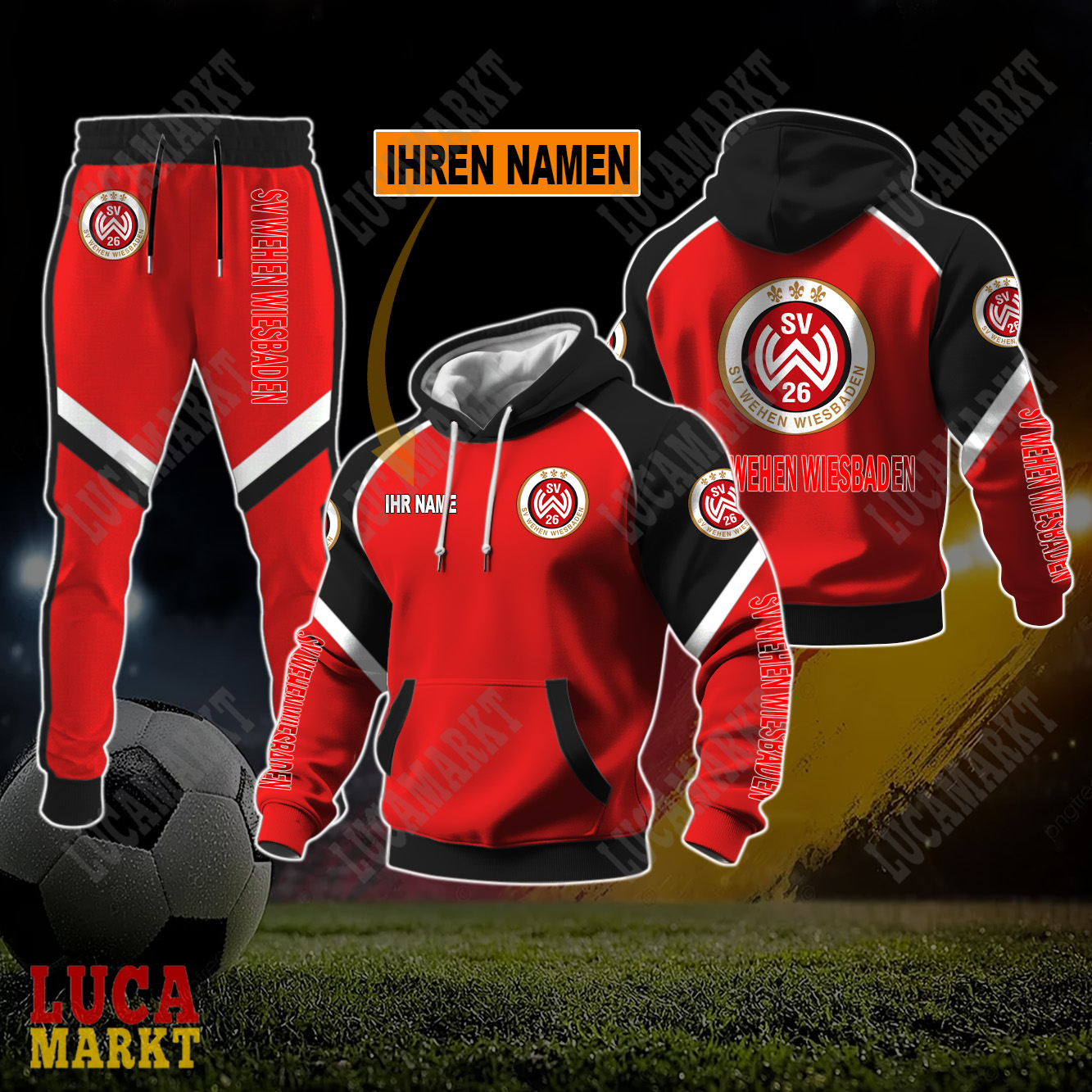 SV Wehen Wiesbaden – Kapuzenpullover und Hose Sonderausgabe mit Ihrem Namen SV Wehen Wiesbaden – Kapuzenpullover und Hose Sonderausgabe mit Ihrem Namen