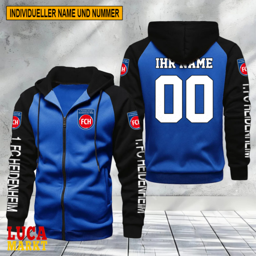 1. FC Heidenheim – Raglan Zip Hoodie Neue Edition mit Individueller Name Nummer 1. FC Heidenheim – Raglan Zip Hoodie Neue Edition mit Individueller Name Nummer