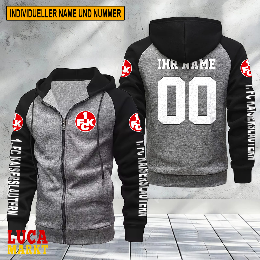 1. FC Kaiserslautern – Raglan Zip Hoodie Neue Edition mit Individueller Name Nummer 1. FC Kaiserslautern – Raglan Zip Hoodie Neue Edition mit Individueller Name Nummer