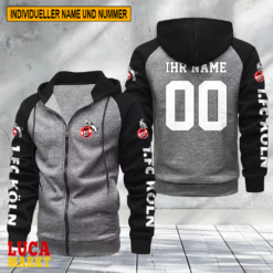 1. FC Köln - Raglan Zip Hoodie Neue Edition mit Individueller Name Nummer