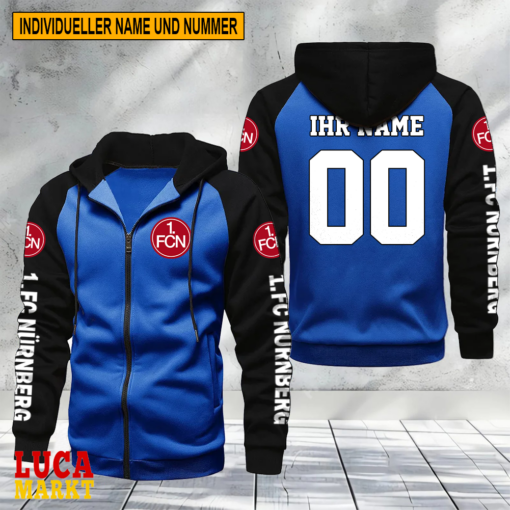 1. FC Nürnberg – Raglan Zip Hoodie Neue Edition mit Individueller Name Nummer 1. FC Nürnberg – Raglan Zip Hoodie Neue Edition mit Individueller Name Nummer