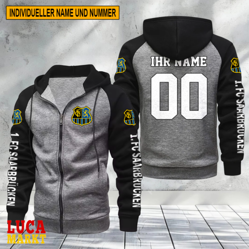 1. FC Saarbrücken – Raglan Zip Hoodie Neue Edition mit Individueller Name Nummer 1. FC Saarbrücken – Raglan Zip Hoodie Neue Edition mit Individueller Name Nummer