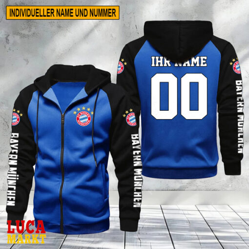 Bayern München – Raglan Zip Hoodie Neue Edition mit Individueller Name Nummer Bayern München – Raglan Zip Hoodie Neue Edition mit Individueller Name Nummer