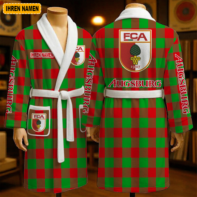 FC Augsburg – Fleece-Bademantel Sonderausgabe mit Ihrem Namen FC Augsburg – Fleece-Bademantel Sonderausgabe mit Ihrem Namen