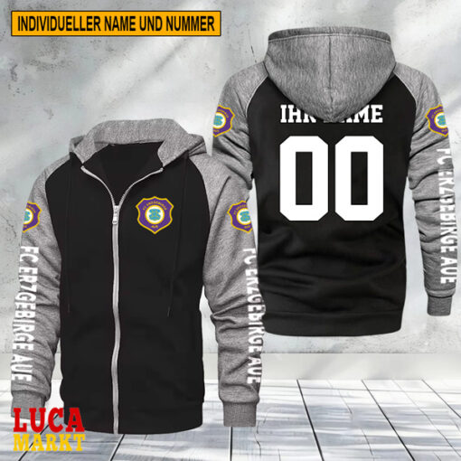 FC Erzgebirge Aue – Raglan Zip Hoodie Neue Edition mit Individueller Name Nummer FC Erzgebirge Aue – Raglan Zip Hoodie Neue Edition mit Individueller Name Nummer