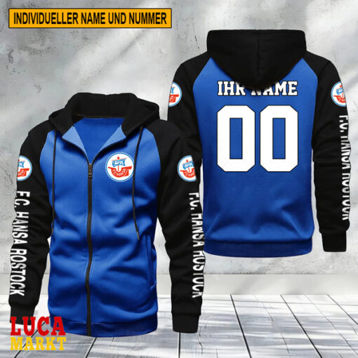 FC Hansa Rostock – Raglan Zip Hoodie Neue Edition mit Individueller Name Nummer FC Hansa Rostock – Raglan Zip Hoodie Neue Edition mit Individueller Name Nummer