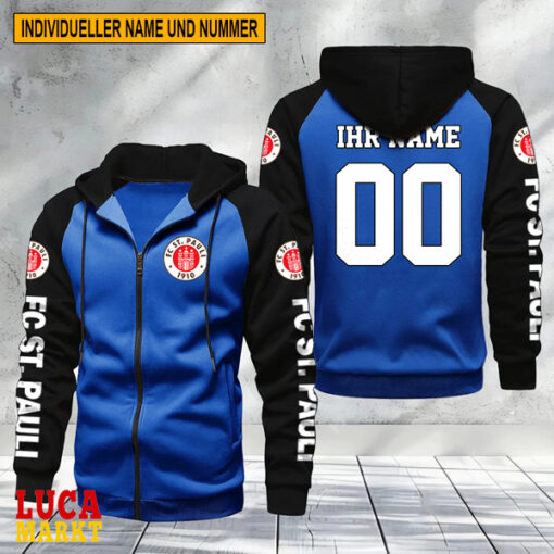 FC St. Pauli – Raglan Zip Hoodie Neue Edition mit Individueller Name Nummer FC St. Pauli – Raglan Zip Hoodie Neue Edition mit Individueller Name Nummer
