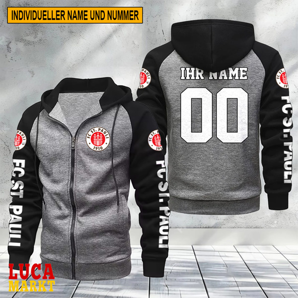 FC St. Pauli – Raglan Zip Hoodie Neue Edition mit Individueller Name Nummer FC St. Pauli – Raglan Zip Hoodie Neue Edition mit Individueller Name Nummer