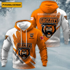 Grizzlys Wolfsburg - Waffelstrick Hoodie Neue Edition mit Ihrem Namen