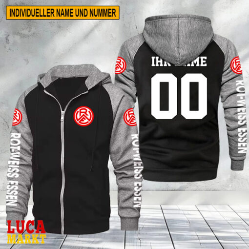 Rot-Weiss Essen – Raglan Zip Hoodie Neue Edition mit Individueller Name Nummer Rot-Weiss Essen – Raglan Zip Hoodie Neue Edition mit Individueller Name Nummer