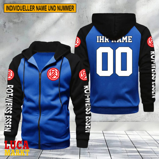 Rot-Weiss Essen – Raglan Zip Hoodie Neue Edition mit Individueller Name Nummer Rot-Weiss Essen – Raglan Zip Hoodie Neue Edition mit Individueller Name Nummer