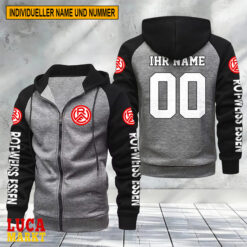 Rot-Weiss Essen - Raglan Zip Hoodie Neue Edition mit Individueller Name Nummer