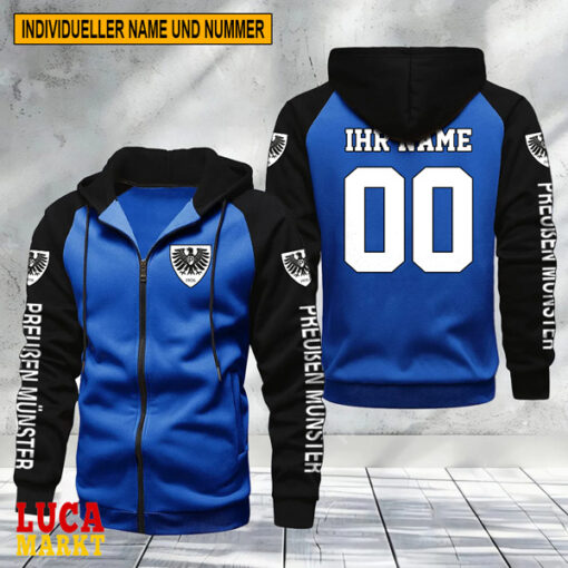 SC Preußen Münster – Raglan Zip Hoodie Neue Edition mit Individueller Name Nummer SC Preußen Münster – Raglan Zip Hoodie Neue Edition mit Individueller Name Nummer