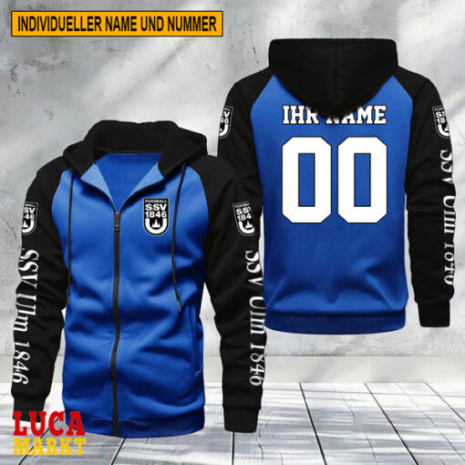 SSV Ulm 1846 – Raglan Zip Hoodie Neue Edition mit Individueller Name Nummer SSV Ulm 1846 – Raglan Zip Hoodie Neue Edition mit Individueller Name Nummer
