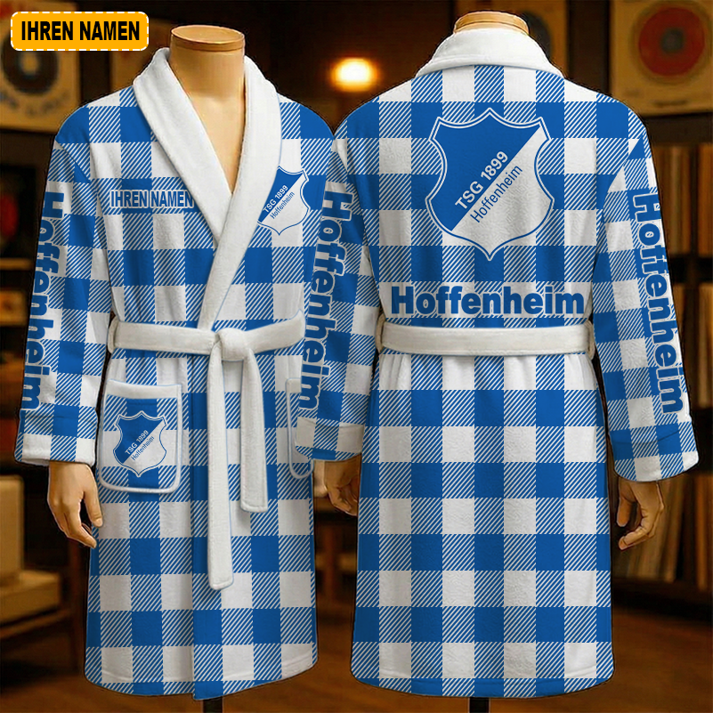 TSG 1899 Hoffenheim – Fleece-Bademantel Sonderausgabe mit Ihrem Namen TSG 1899 Hoffenheim – Fleece-Bademantel Sonderausgabe mit Ihrem Namen
