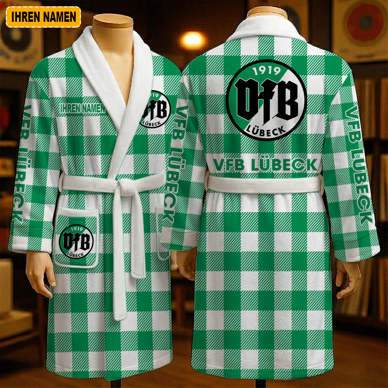 VfB Lübeck – Fleece-Bademantel Sonderausgabe mit Ihrem Namen VfB Lübeck – Fleece-Bademantel Sonderausgabe mit Ihrem Namen