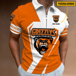 Grizzlys Wolfsburg - Reißverschluss Poloshirt Sonderausgabe mit Ihrem Namen