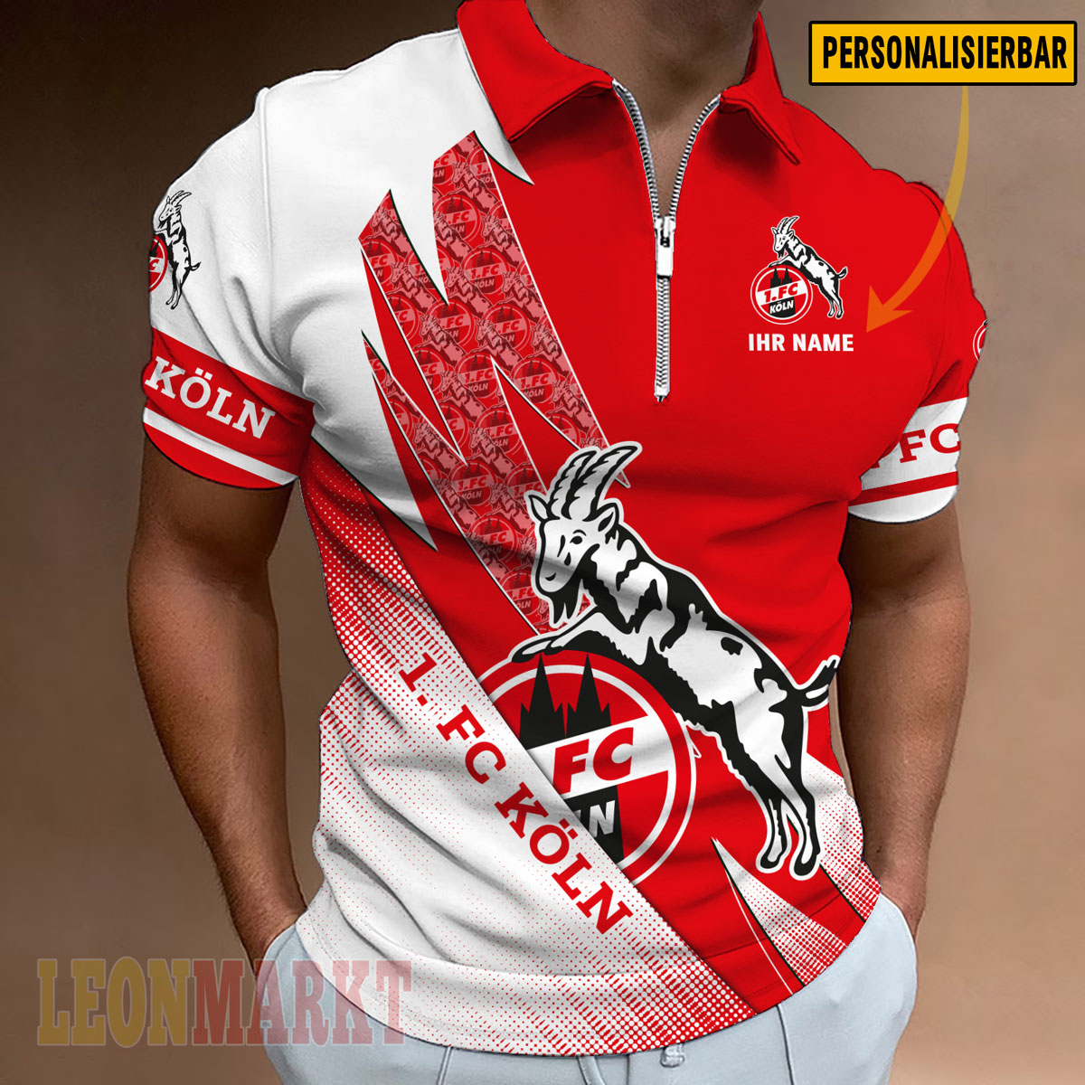 1. FC Köln – Reißverschluss Poloshirt Neue Version mit Ihrem Namen 1. FC Köln – Reißverschluss Poloshirt Neue Version mit Ihrem Namen
