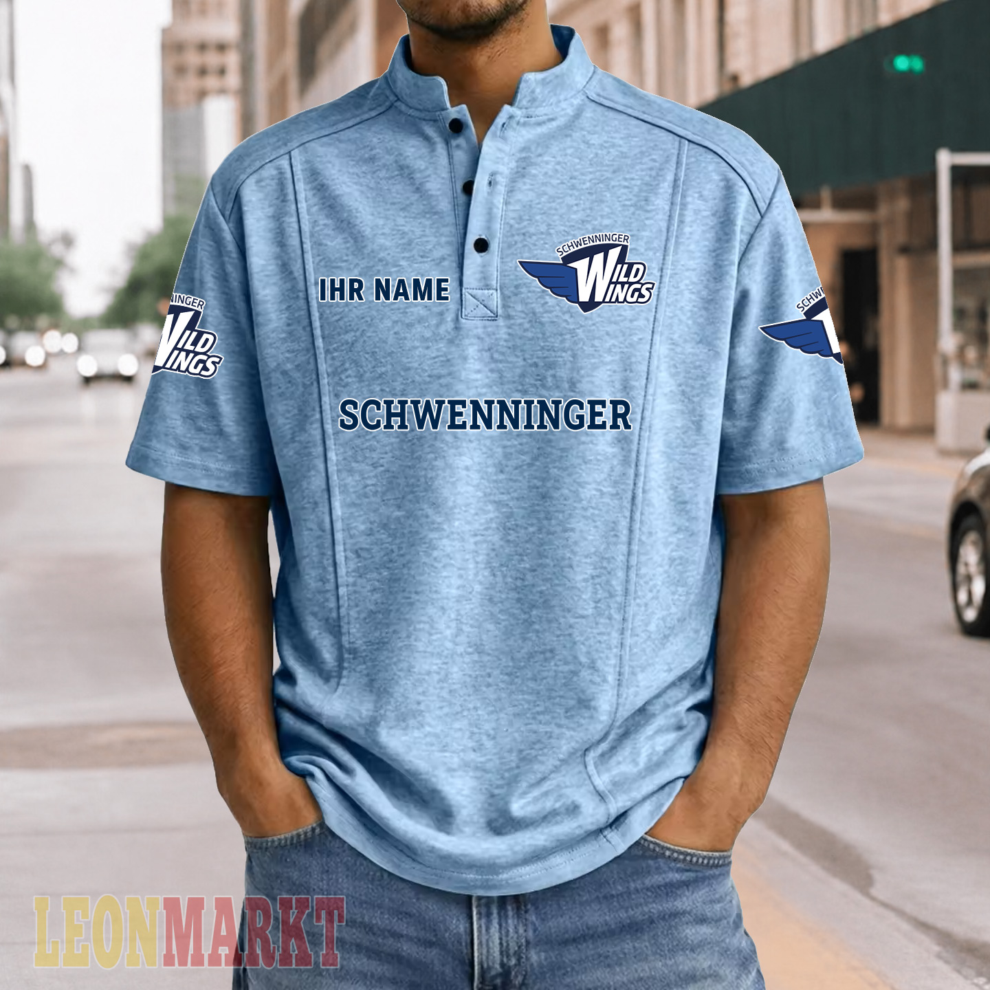 Schwenninger Wild Wings – Stehkragen-Polo Neue Version mit Ihrem Namen Schwenninger Wild Wings – Stehkragen-Polo Neue Version mit Ihrem Namen