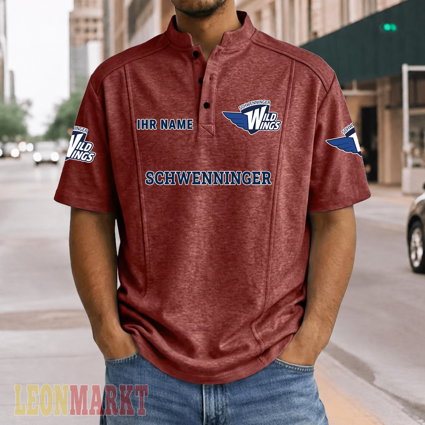 Schwenninger Wild Wings – Stehkragen-Polo Neue Version mit Ihrem Namen Schwenninger Wild Wings – Stehkragen-Polo Neue Version mit Ihrem Namen