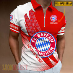 Bayern München - Reißverschluss Poloshirt Neue Version mit Ihrem Namen