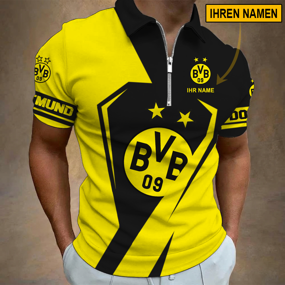 Borussia Dortmund – Reißverschluss Poloshirt Sonderausgabe mit Ihrem Namen Borussia Dortmund – Reißverschluss Poloshirt Sonderausgabe mit Ihrem Namen
