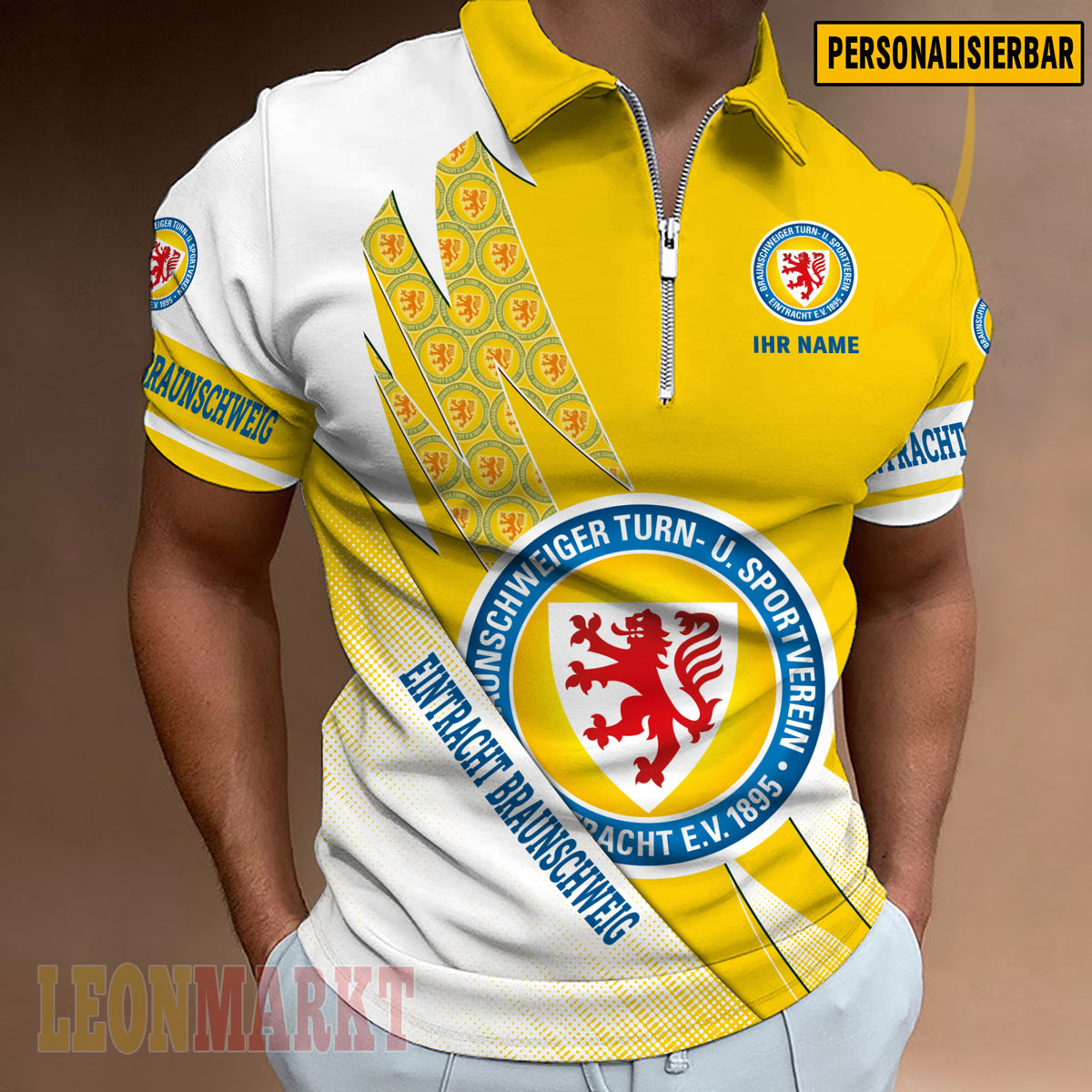 Eintracht Braunschweig – Reißverschluss Poloshirt Neue Version mit Ihrem Namen Eintracht Braunschweig – Reißverschluss Poloshirt Neue Version mit Ihrem Namen