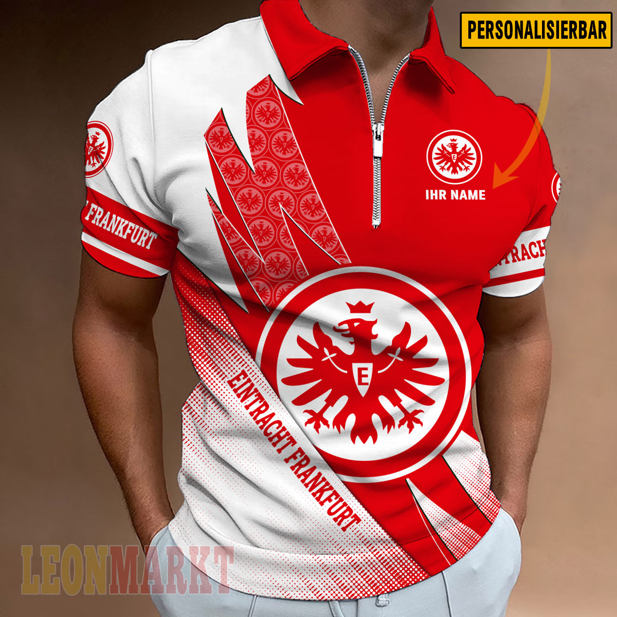 Eintracht Frankfurt – Reißverschluss Poloshirt Neue Version mit Ihrem Namen Eintracht Frankfurt – Reißverschluss Poloshirt Neue Version mit Ihrem Namen