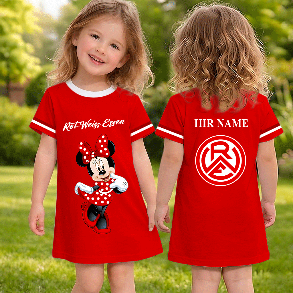 Rot-Weiss Essen – Mädchenkleid Minnie mit Ihrem Namen Rot-Weiss Essen – Mädchenkleid Minnie mit Ihrem Namen