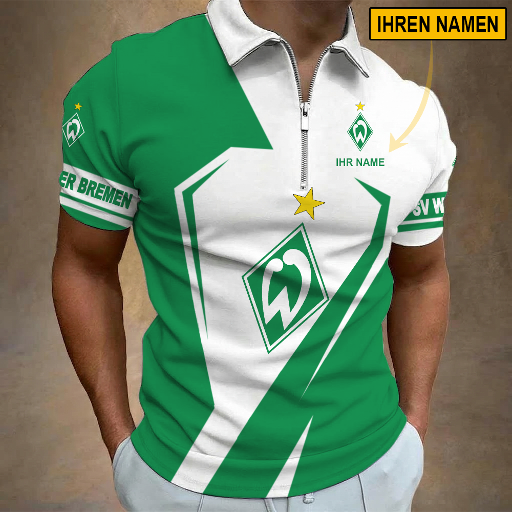 SV Werder Bremen – Reißverschluss Poloshirt Sonderausgabe mit Ihrem Namen SV Werder Bremen – Reißverschluss Poloshirt Sonderausgabe mit Ihrem Namen