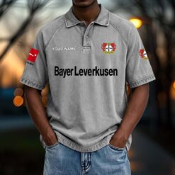 Bayer 04 Leverkusen - Vintage Wash Polo Neue Version mit Ihrem Namen