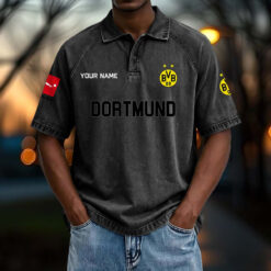 Borussia Dortmund – Vintage Wash Polo Neue Version mit Ihrem Namen