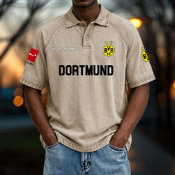 Borussia Dortmund - Vintage Wash Polo Neue Version mit Ihrem Namen