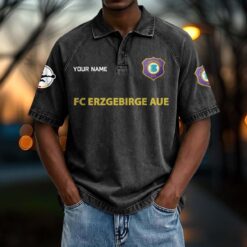 FC Erzgebirge Aue – Vintage Wash Polo Neue Version mit Ihrem Namen