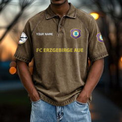 FC Erzgebirge Aue - Vintage Wash Polo Neue Version mit Ihrem Namen