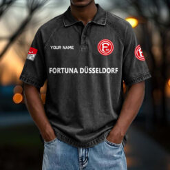 Fortuna Düsseldorf - Vintage Wash Polo Neue Version mit Ihrem Namen
