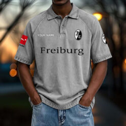 SC Freiburg - Vintage Wash Polo Neue Version mit Ihrem Namen