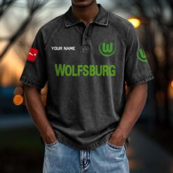 VfL Wolfsburg – Vintage Wash Polo Neue Version mit Ihrem Namen