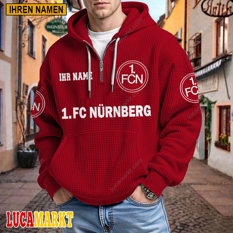1. FC Nürnberg – Waffel-Hoodie Neue Edition mit Ihrem Namen 1. FC Nürnberg – Waffel-Hoodie Neue Edition mit Ihrem Namen