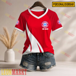 Bayern München - Damen V-Shirt Neue Version mit Ihrem Namen
