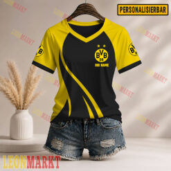 Borussia Dortmund - Damen V-Shirt Neue Version mit Ihrem Namen