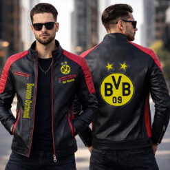 Borussia Dortmund – Slim-Fit-Lederjacke Sonderedition mit Ihrem Namen