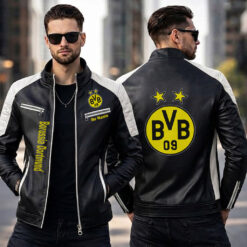 Borussia Dortmund – Slim-Fit-Lederjacke Sonderedition mit Ihrem Namen