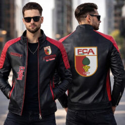 FC Augsburg – Slim-Fit-Lederjacke Sonderedition mit Ihrem Namen