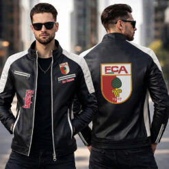 FC Augsburg – Slim-Fit-Lederjacke Sonderedition mit Ihrem Namen