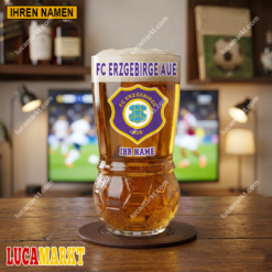FC Erzgebirge Aue - Fußball Bierglas Limitierte Auflage mit Ihrem Namen