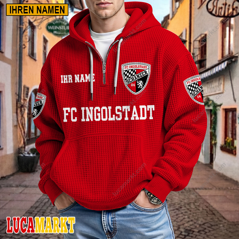FC Ingolstadt 04 – Waffel-Hoodie Neue Edition mit Ihrem Namen FC Ingolstadt 04 – Waffel-Hoodie Neue Edition mit Ihrem Namen
